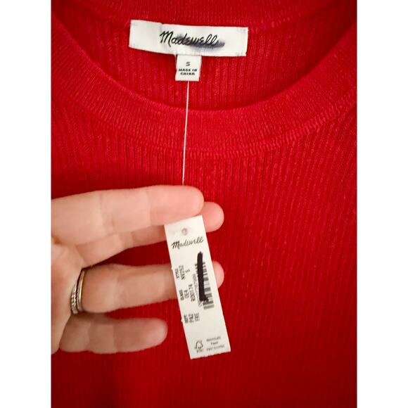 Madewell | NWT Linen-Blend Scoopneck Sweater Tank Festival Red | Sz S - Picture 4 of 8